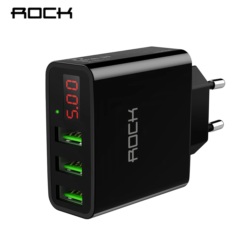 Фото Дорожное зарядное устройство ROCK с 3 USB-портами и поддержкой быстрой зарядки |
