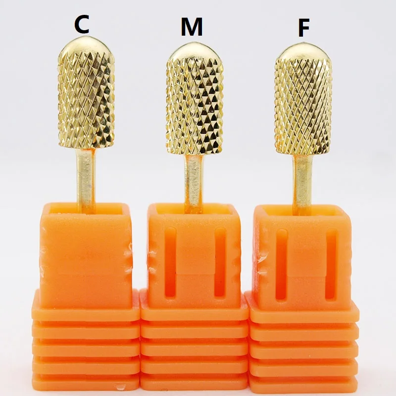 KIMAXCOLA  3/32'' Professional Carbide Nail Drill Bit Fine 3 Size Dome Round Top Electric Nail File Gold Drill Bit Hot selling