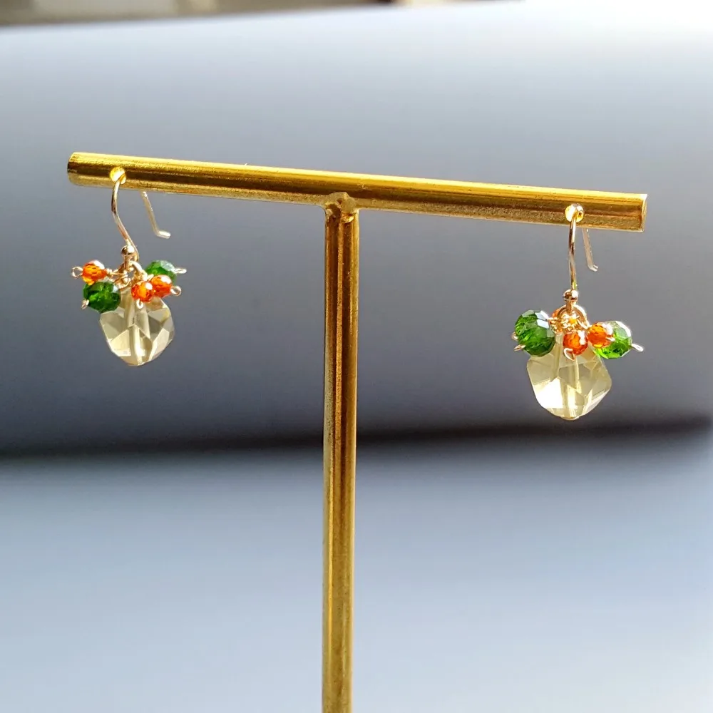 Lii Ji Genuine Lemon Quartz Diopside Zircon Earrings 925 Sterling Silver Handmade Drop Delicate Jewelry For Women Gift | Украшения и