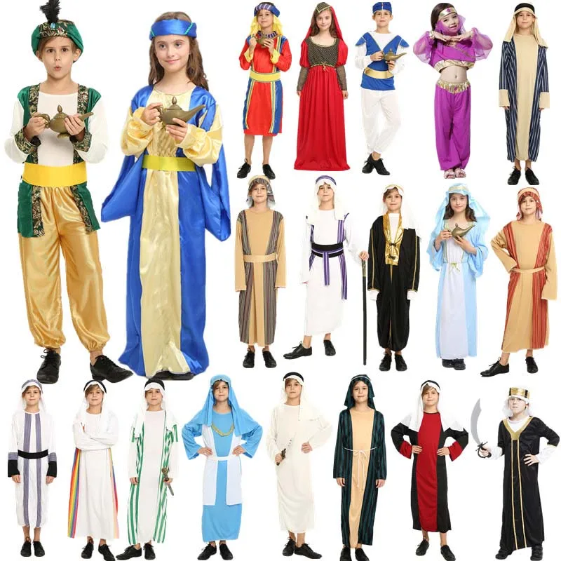 Kids Boys Girls Arab Prince Princess Costume Children Egypt Cosplay Costumes Carnival Party Supplies Halloween Christmas|Костюмы для
