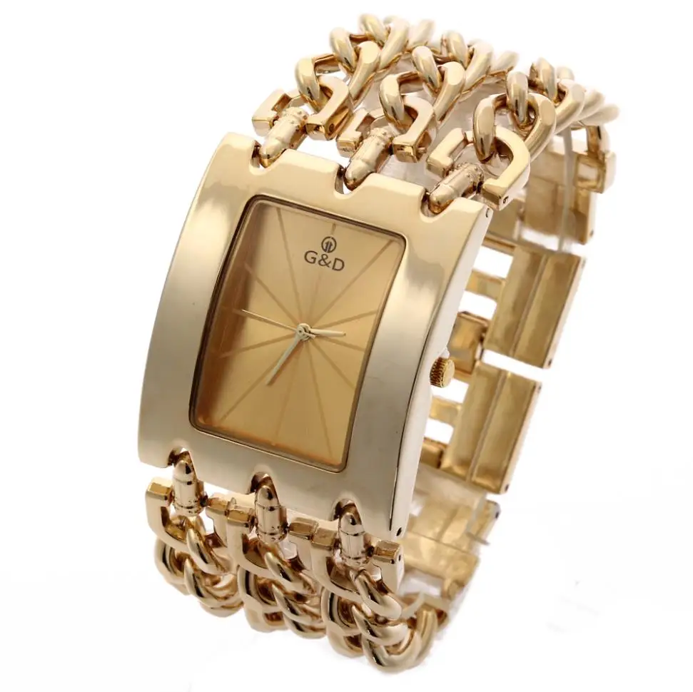 Gold and Gold 50 шт./лот,, женские наручные часы G& D, кварцевые часы, золотые, Relogio Feminino Saat, женская одежда, часы, женские, Reloj Mujer - Цвет: Gold and Gold