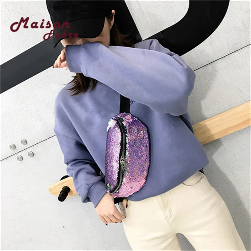 Женская сумка мессенджер на молнии с блестками Спортивная нагрудная пояс|Сумки