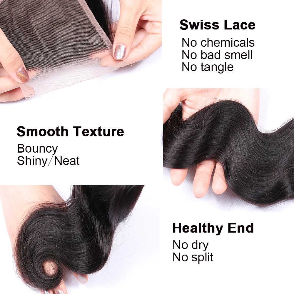 UEENLY Peruvian Body Wave Lace Closure 4*4 Free/Middle/Three Part 130% Swiss Remy Human Hair Free Shipping | Шиньоны и парики