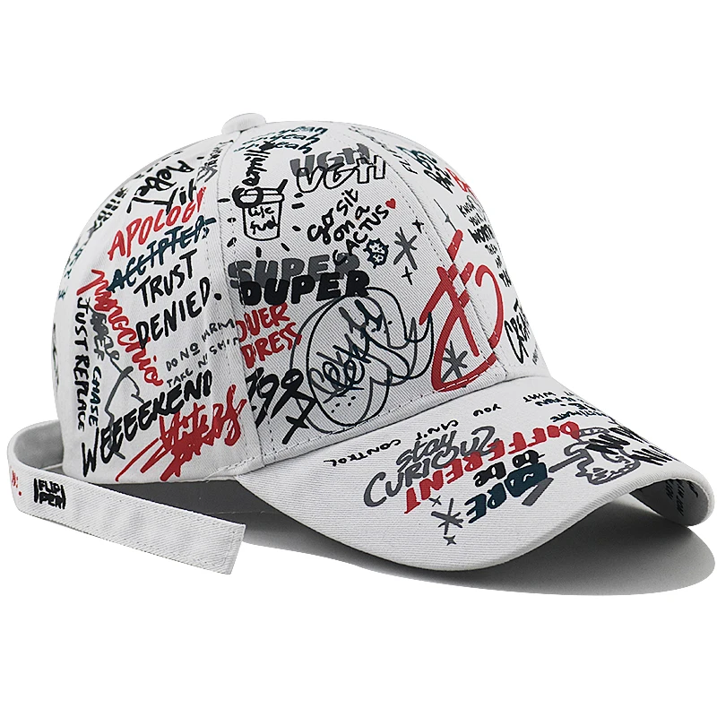 Новая GD бейсболка с граффити 100% хлопок Регулируемая модная кепка KPOP snapback Мужская