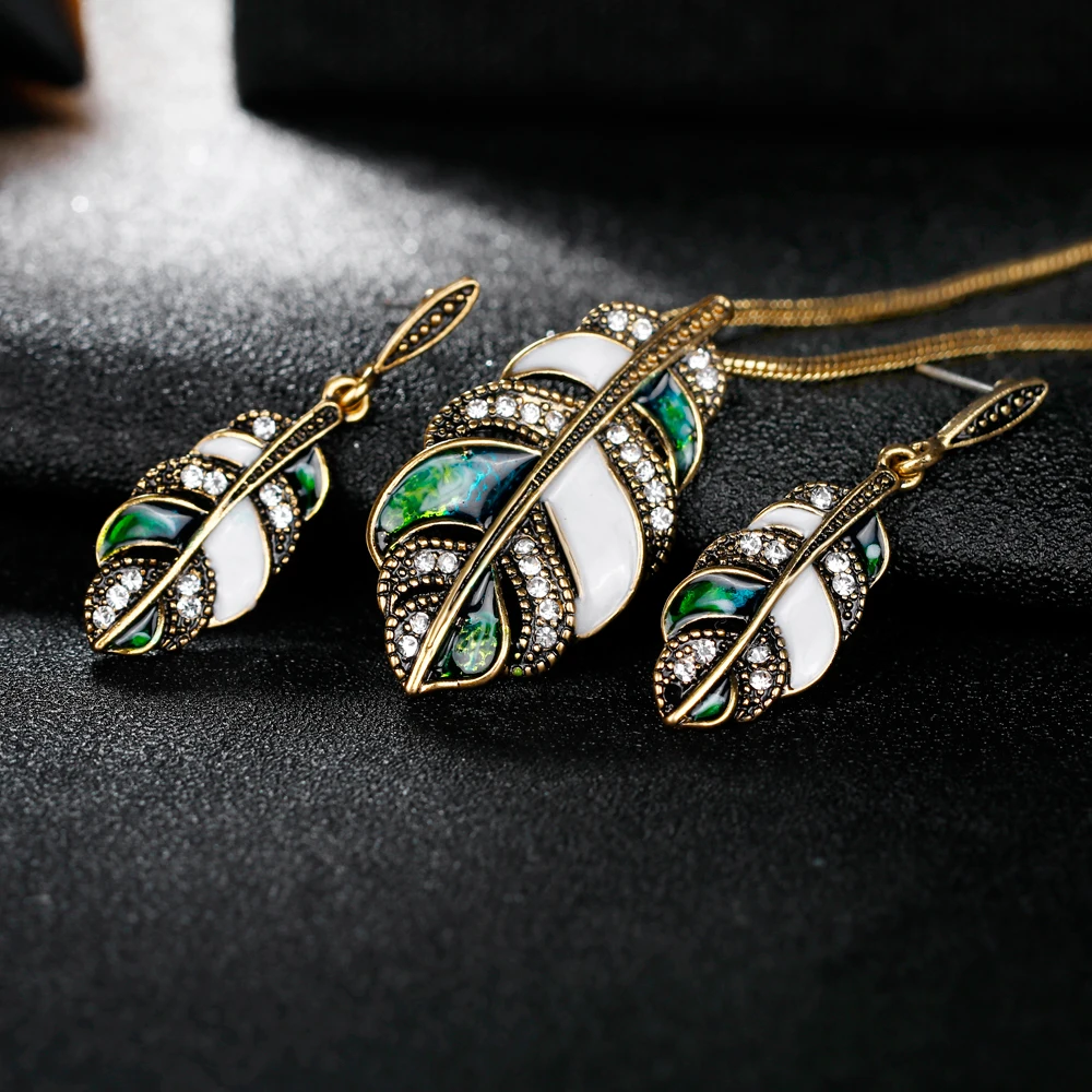 Danbihuabi Эмаль Ювелирные наборы для женщин Кристалл горный хрусталь ожерелье и