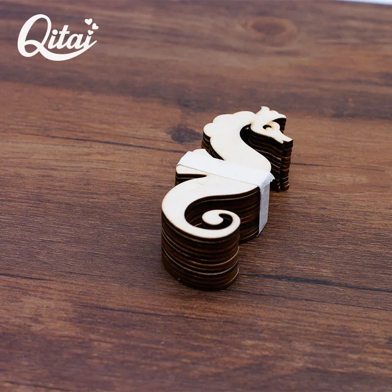 QITAI 12 штук гиппокамп Новая мода деревянные поделки ручная работа DIY Скрапбукинг