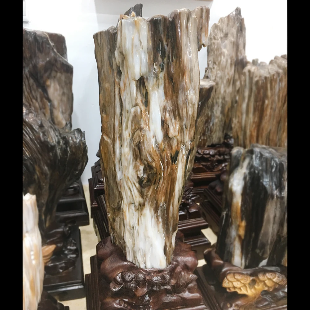Большой Размеры! Натуральное дерево Fossil Jade фигурка дерево Fossil Jade образец минерала хрустальные камни украшение дома и деревянная подставка