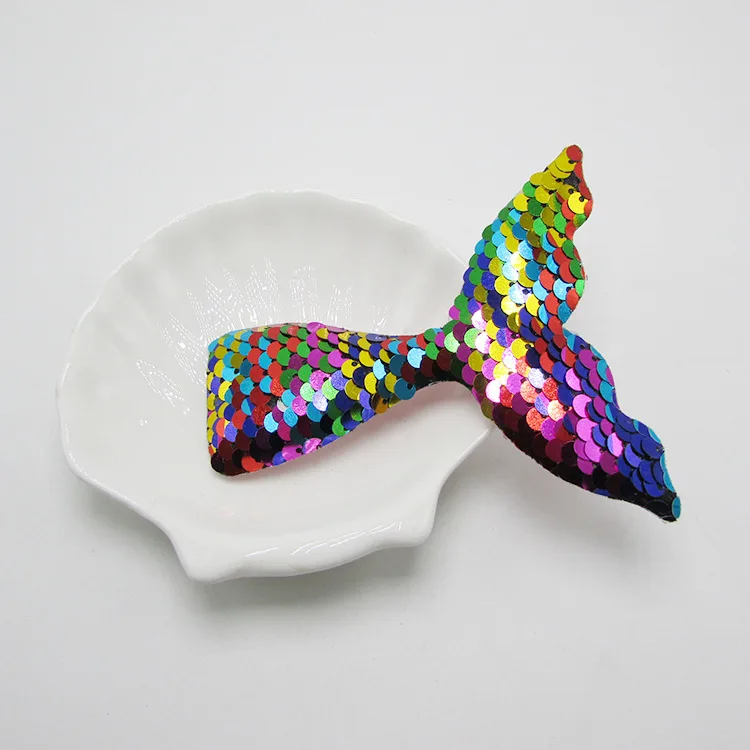 120 шт./лот красивый дизайн русалки модные весы Блестки для волос с бантом женские