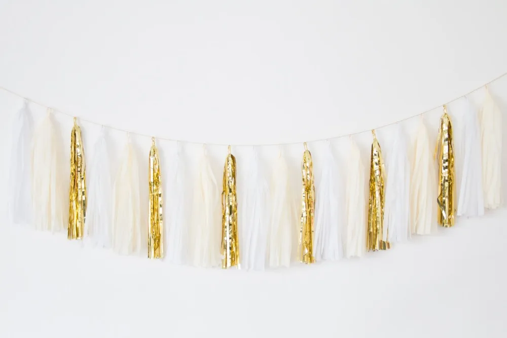 Набор из 15 разноцветных гирлянда папиросной бумаги с кистями цвета слоновой