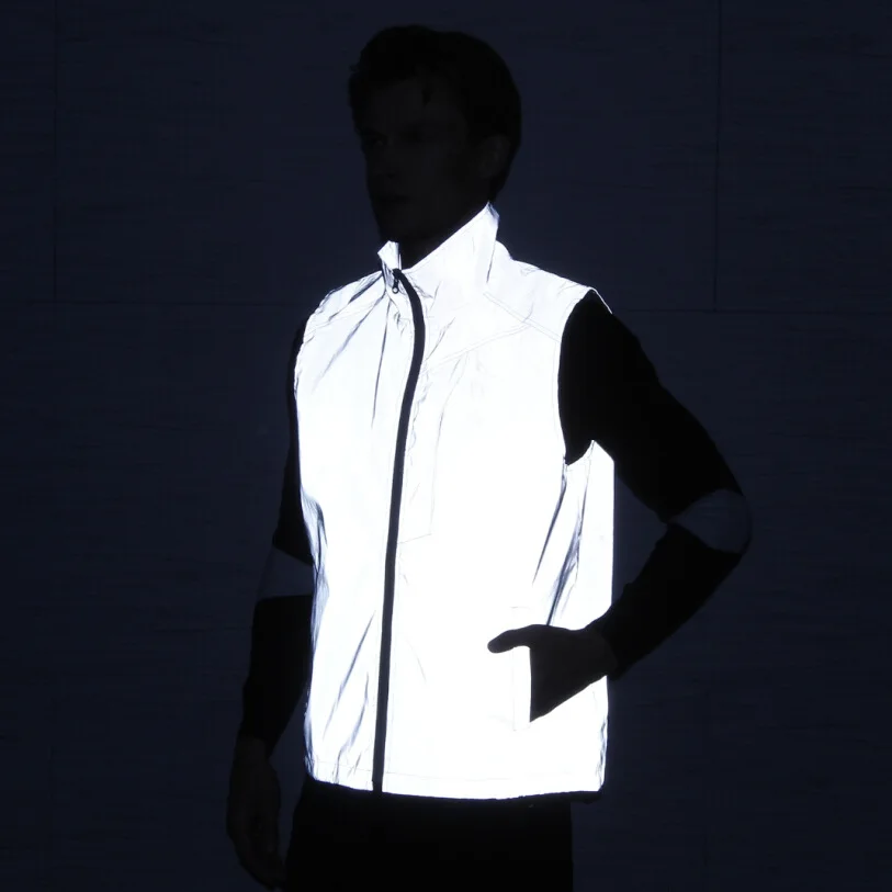 Top quality men women vests reflective spring autumn night sleeveless jackets hip hop streetwear reflect light waistcoat | Мужская