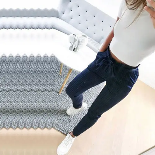 Женские брюки удобные с эластичной талией бандажные в полоску длинные