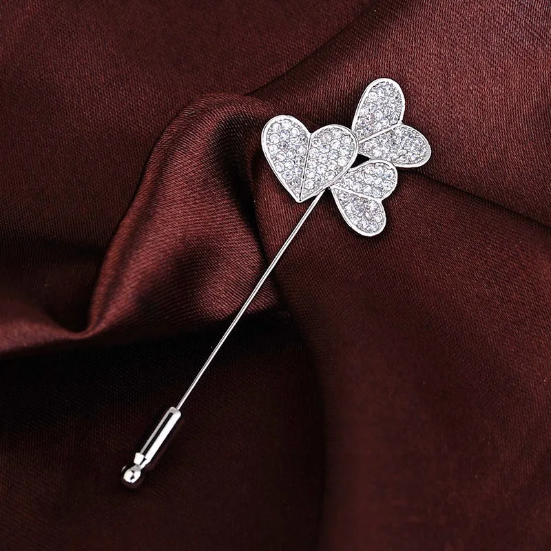 3 сердца Кристаллы Брошь Стразы булавки и броши для женщин Свадебное