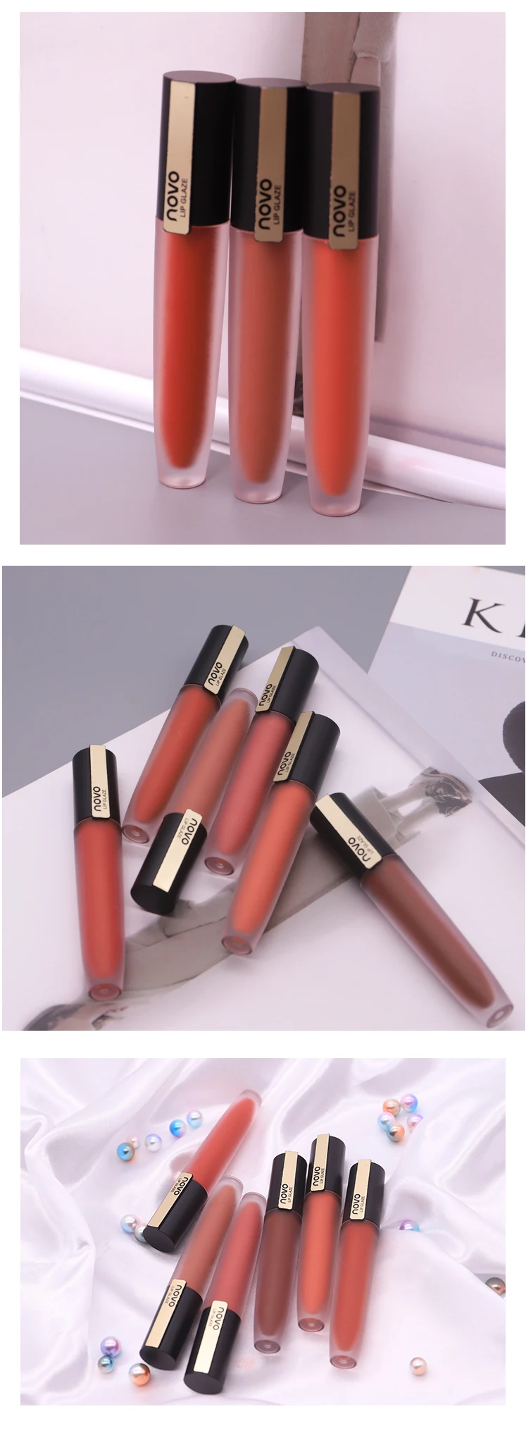Novo velvet matte lip gloss Pen shape long lasting waterproof sexy red beans batom nude brown lip tint moisture lipstick BN162