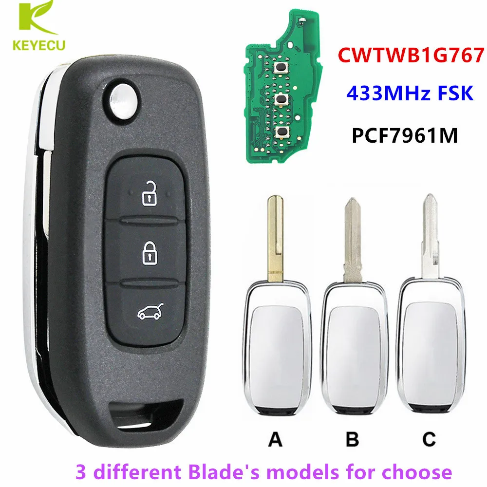 Запасной пульт дистанционного управления KEYECU 433 МГц чип PCF7961 для Renault Captur/Megane 3 Symbol
