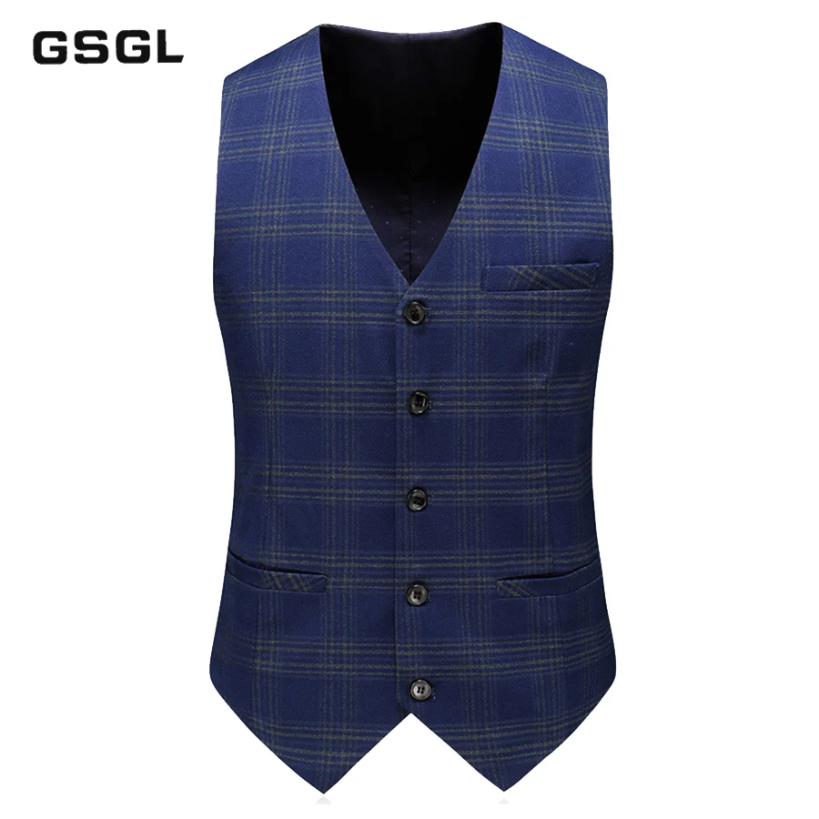 Mens Double Breasted Suits Spring Autumn S-5XL Groom Wedding Suit 3 Piece Blue Plaid Suit Business Formal Wear