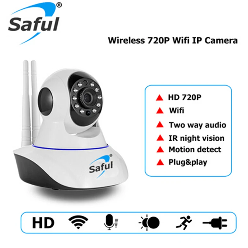 Saful Wi Fi HD720P IP Камера Беспроводной безопасности дома мини ИК Ночное видение