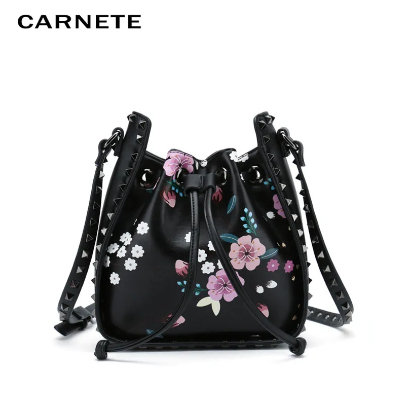 CARNETE женская сумка мешок с цветным ремешком Студенческая из искусственной кожи