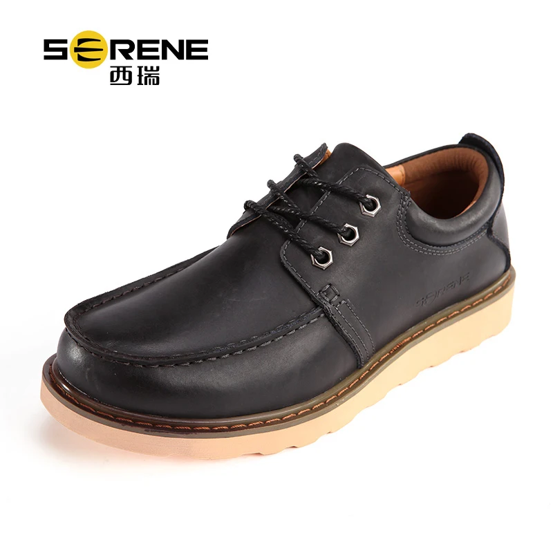 Low-heeled Casual Leather Shoes For Men Classic Breathable Soft Split Lace-up Spring Footwear Comfortable Shoe | Обувь