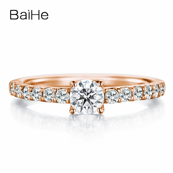 BAIHE Solid 10 K белое золото около 0.25ct Сертифицированный круглый разрезанный муассанит обручальное женское модное модный подарок для ювелирных изделий Кольцо
