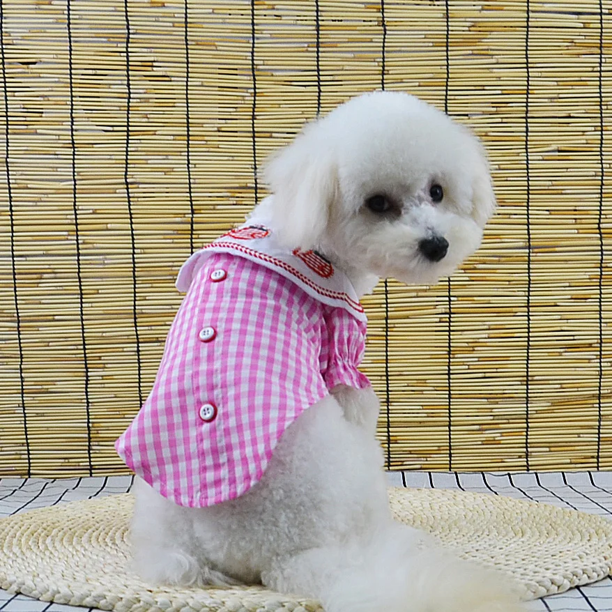 Платье-рубашка для девочек собак домашних питомцев клетчатая дизайнерская