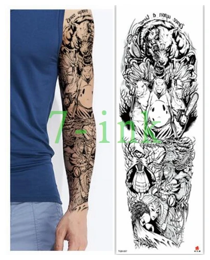 Водостойкая тату-наклейка на всю руку дракон король Спящая богиня тату