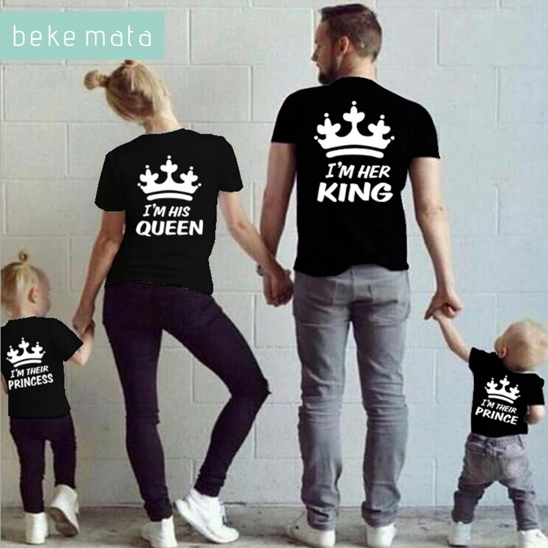 BEKE MATA Family Matching Clothes 2018 Summer King Queen Mother Daughter Father Son Baby T Shirts Look Clothing | Мать и ребенок