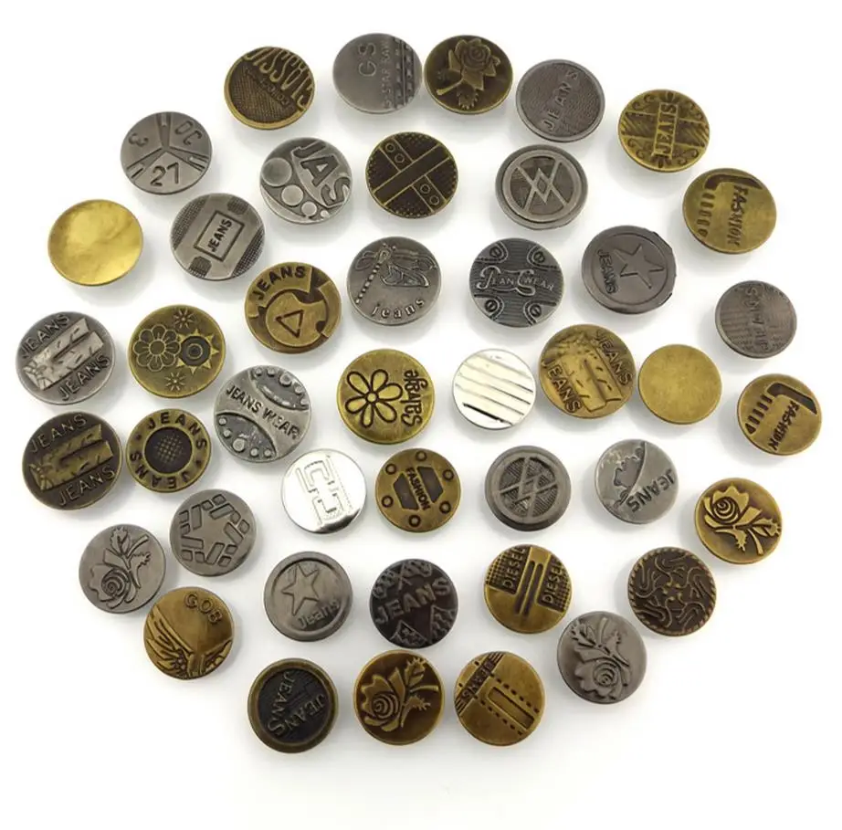 Высококачественные мужские и женские джинсы на пуговицах металлические