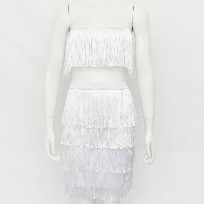 Новые летние женский комплект 2 шт. с кисточками из двух предметов сексуальный