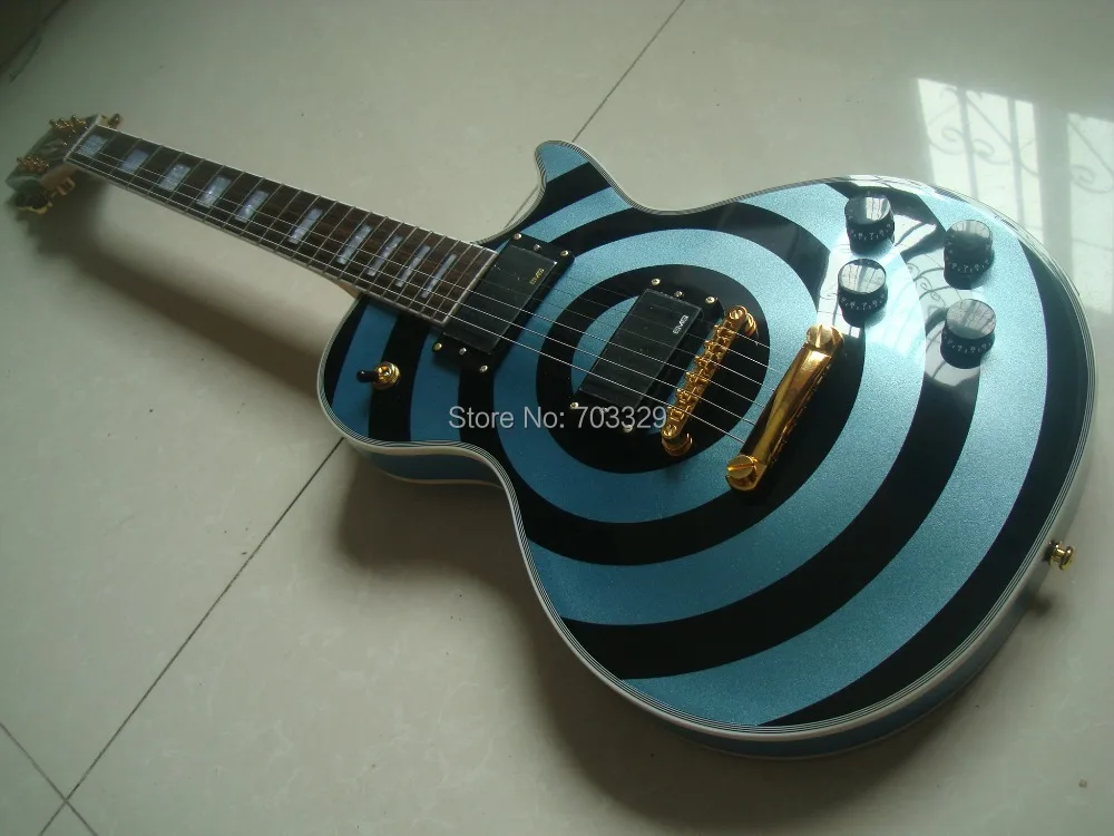 Новое поступление Phelam синий и черный zakk wylde bullseye была украдена гитара бесплатная