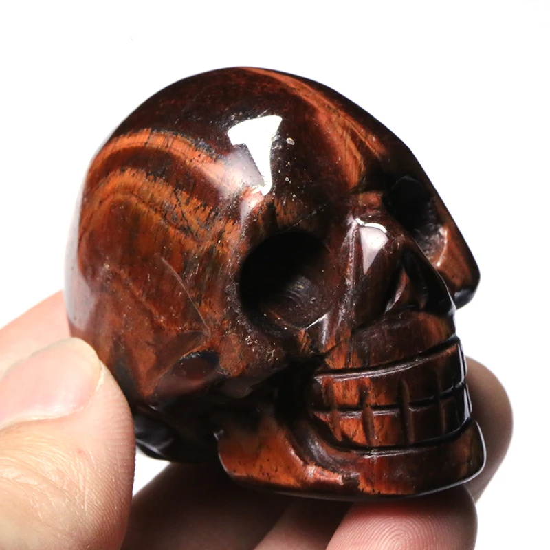 2-дюймовый красный тигровый глаз камень Череп статуэтка ручной работы