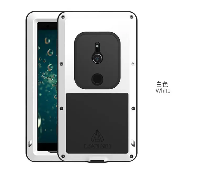 White Для sony Xperia XZ2 чехол противоударный алюминиевый металлический полный корпус сверхмощный защитный чехол для sony XZ2 компактный чехол+ стекло Gorilla glass - Цвет: White