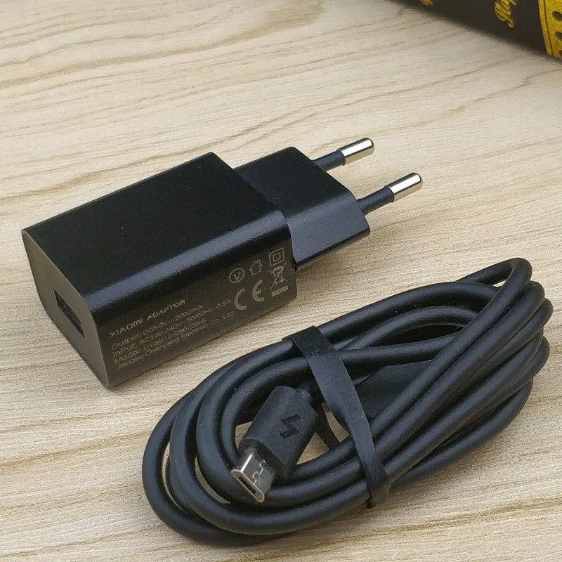 Black Set Xiaomi 5 V/2A EU зарядное устройство Адаптивное USB 10W Зарядка адаптер usb микро кабель для Redmi Note 2 3 4 5 plus pro 4X 5a 4a S2 3 S - Тип штекера: Black Set