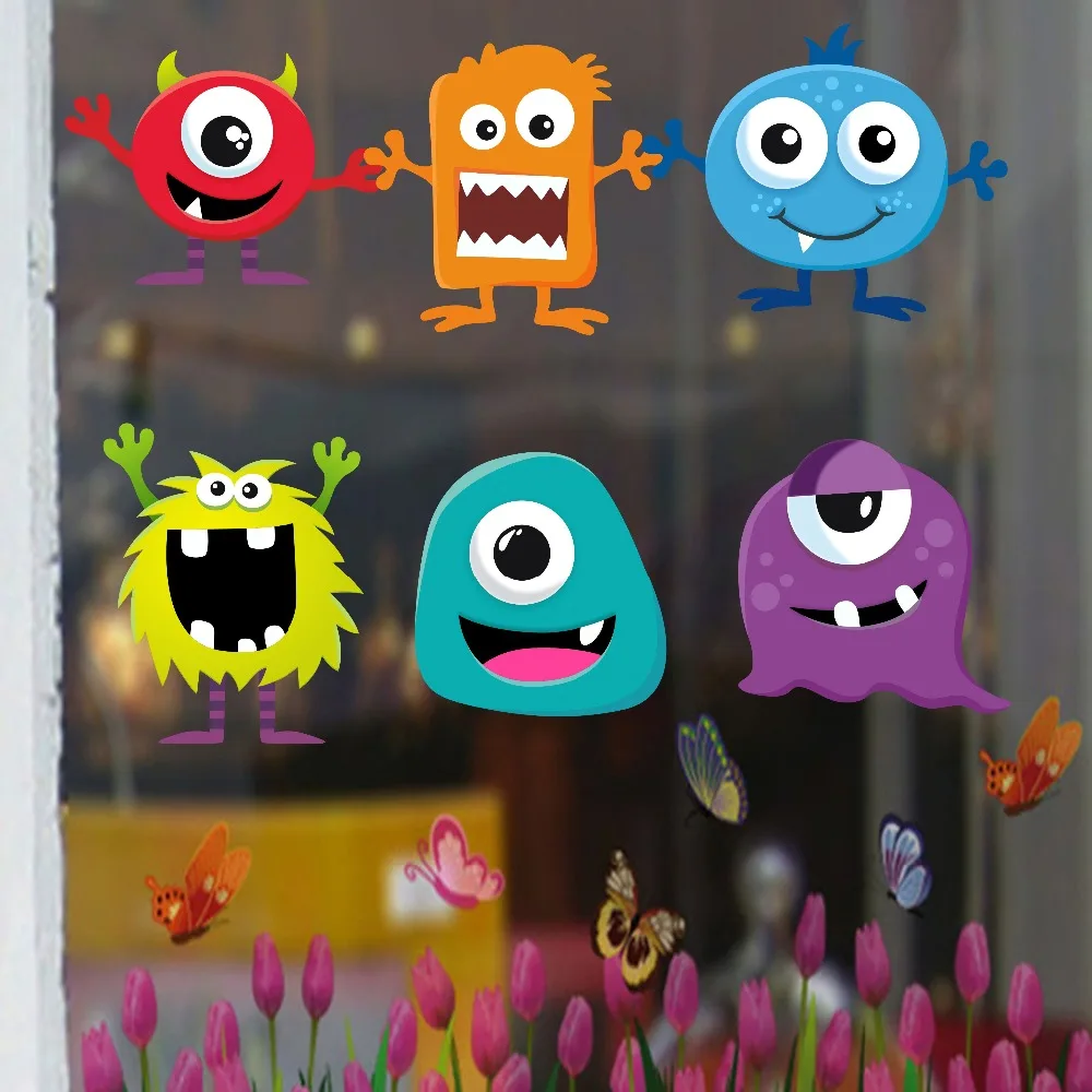 Наклейки на окна маленького монстра из мультфильма современные настенные
