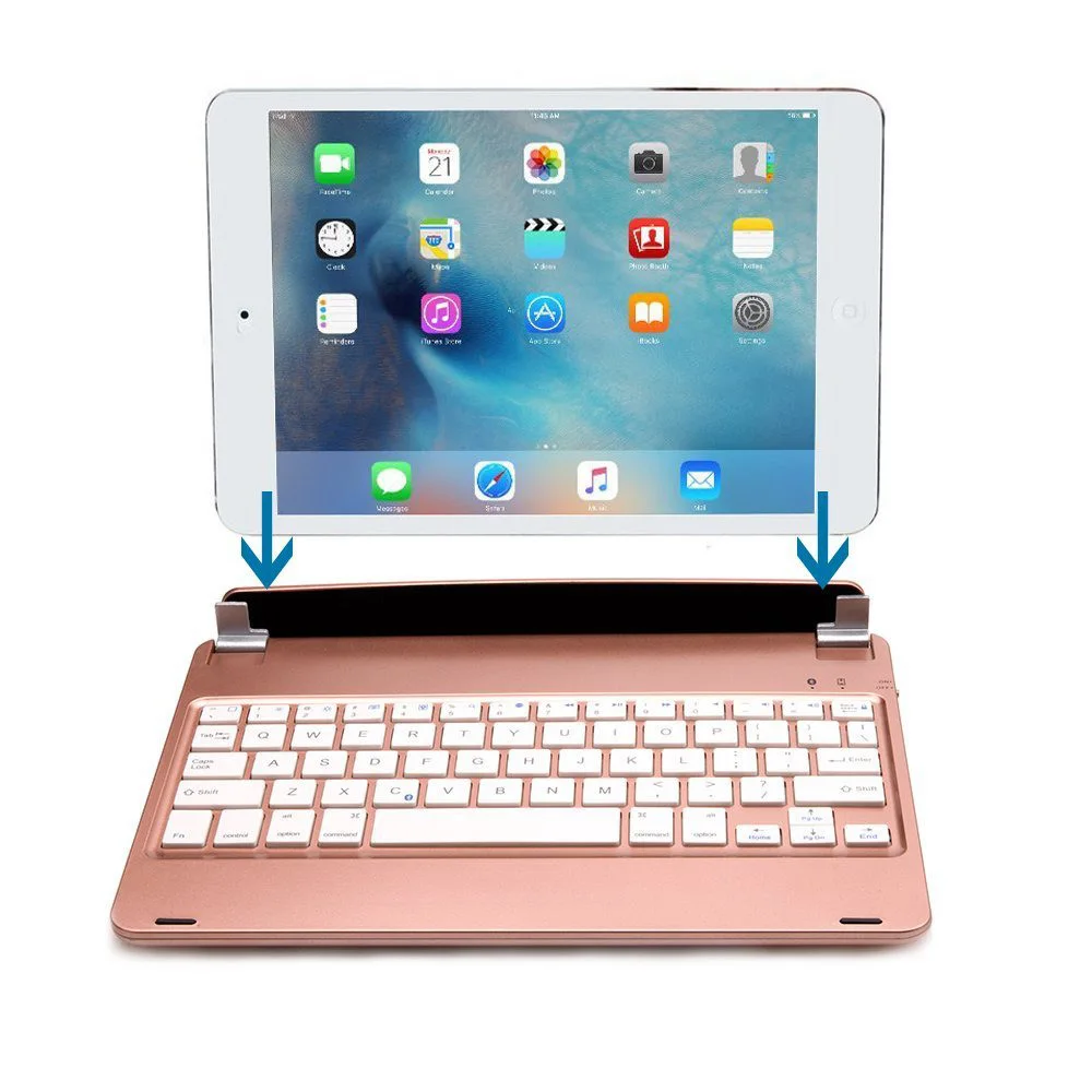 Для iPad Pro 9.7 Ультра тонкий Алюминий Bluetooth русский/Иврит/Испанский клавиатура smart чехол с 7 цветов LED подсветка