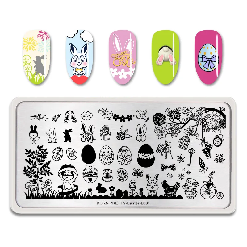 Easter-L001 BORN PRETTY Хэллоуин пластина для стемпинга для нейл-арта Тыква Рождественский узор маникюр шаблон изображения фестиваль год трафарет для ногтей - Цвет: Easter-L001