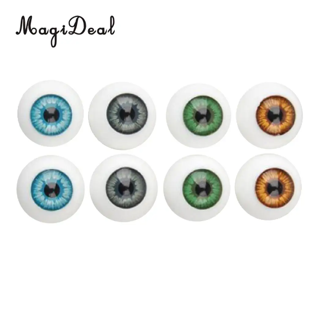 MagiDeal 8 шт./компл. полукруглые разноцветные плоские с Полые Акриловые куклы Dollfie глаза глазного яблока для куклы плюшевые игрушки для животных DIY игрушки 16 мм