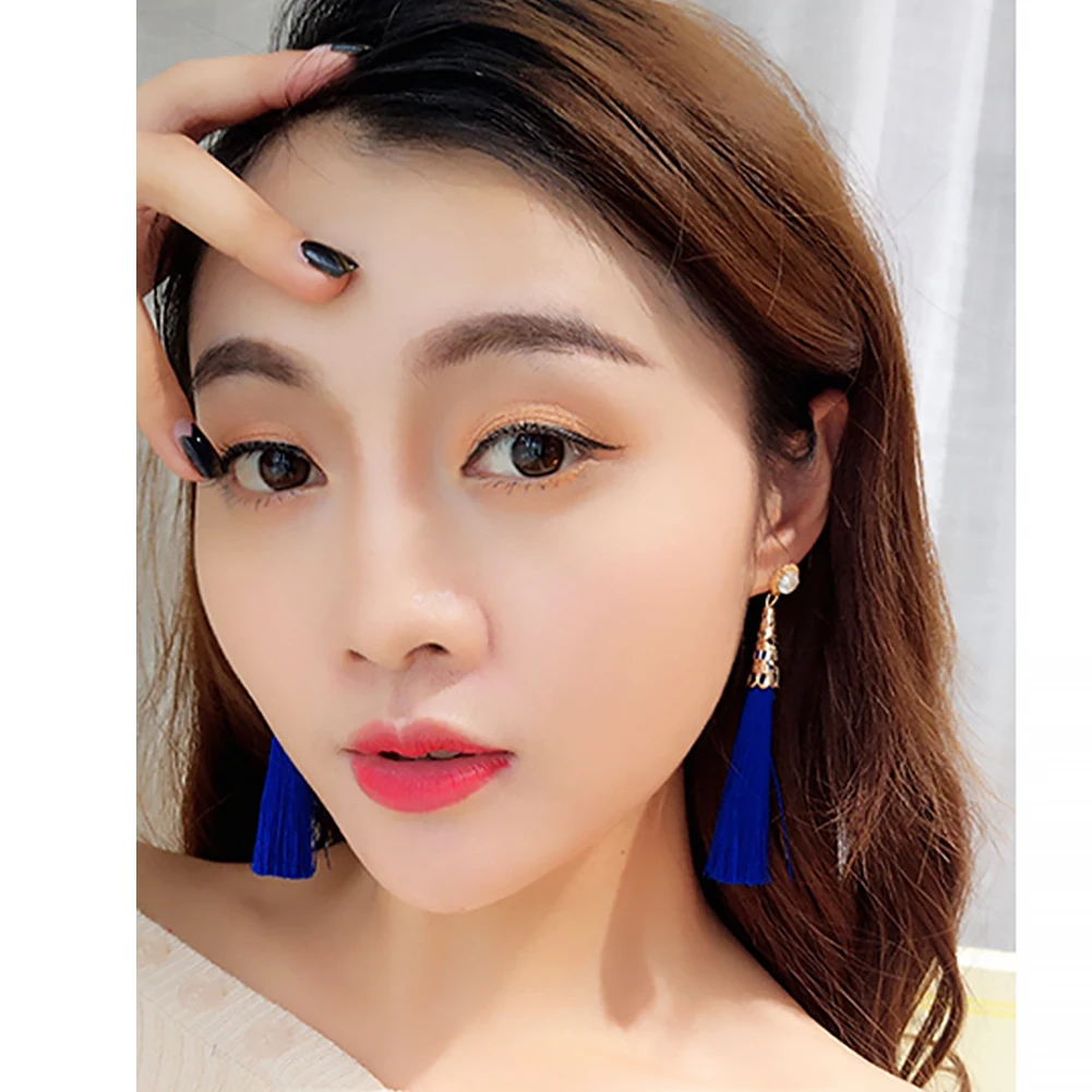 Дамы Девушка мотаться Ear Для женщин длинные сережки с кисточками бахрома