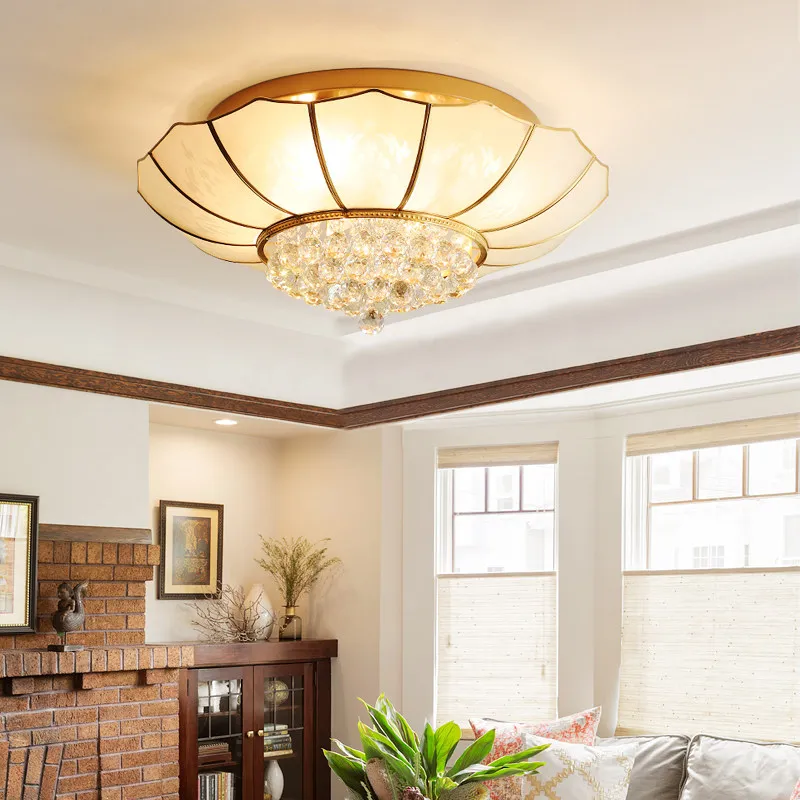 Американский настоящий латунный потолочный светильник Европа фойе спальня