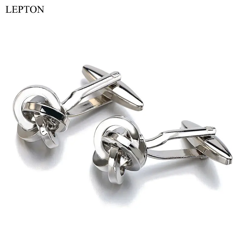Горячая Распродажа серебряный цвет металлические запонки в форме узла ювелирные