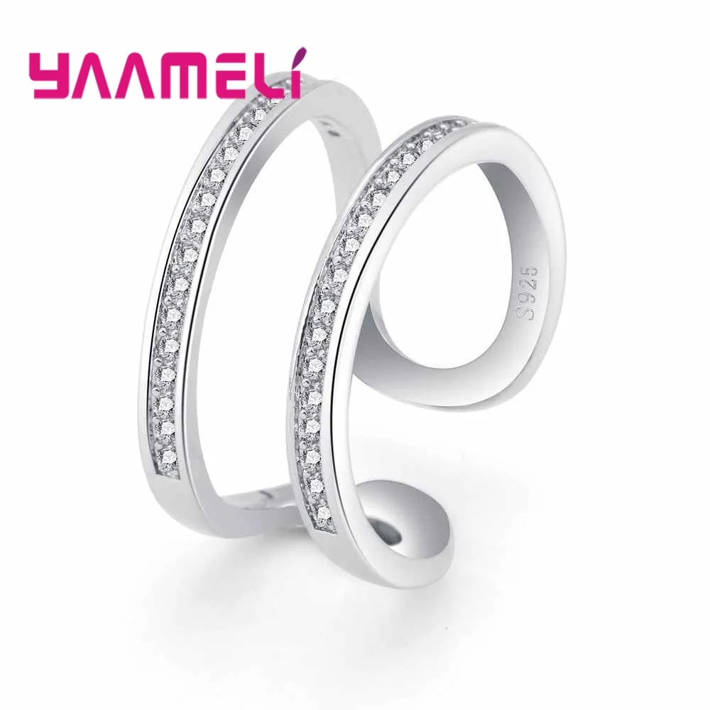 

Uncomplicated Paved Super Shiny Cubic Zirconia Opening Finger Rings For Women Lowest Price 925 Sterling Silver Present