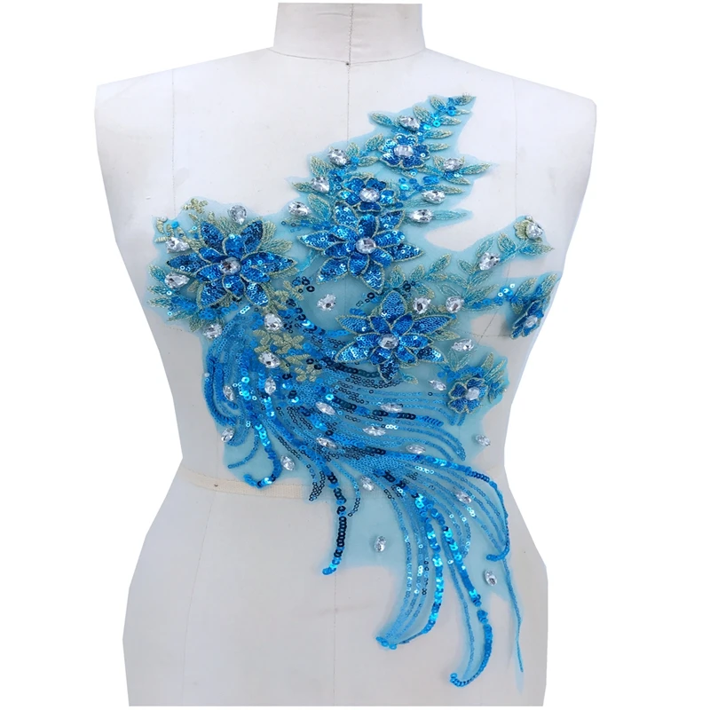 handmade Hot drilling Rhinestone BEADED lace embroidery patch applique wedding dress bordados DIY Performance clothing | Дом и сад