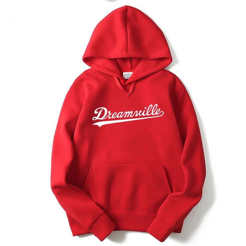 Новинка Dreamville Records толстовки Sudaderas Hombre мужская толстовка с капюшоном черный/серый хлопковый спортивный костюм брендовая одежда - Цвет: red