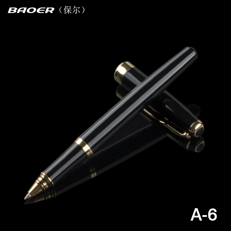 Оригинальная шариковая ручка Baoer 388 полностью Металлическая черная с золотым
