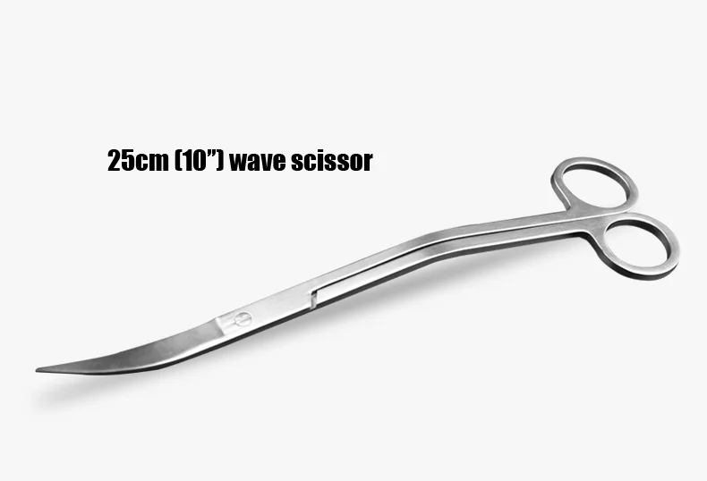 25cm wave scissor Аквариум из нержавеющей стали, удаление водорослей, ножницы для очистки 27 см, 38 см, 48 см, пинцет, щипцы для удаления песка, инструмент для обслуживания - Цвет: 25cm wave scissor
