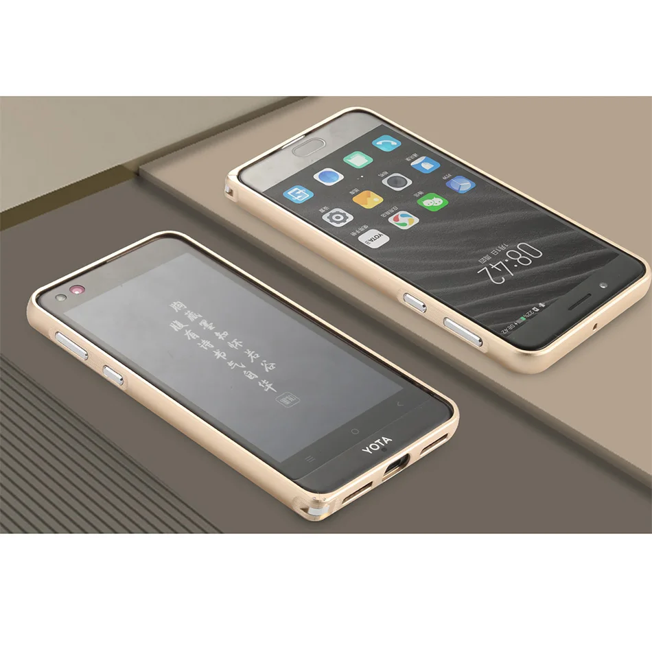 Роскошный чехол для YotaPhone 3 Алюминиевый Бампер металлический каркас для Yota 3 защитный чехол - Цвет: Золотой