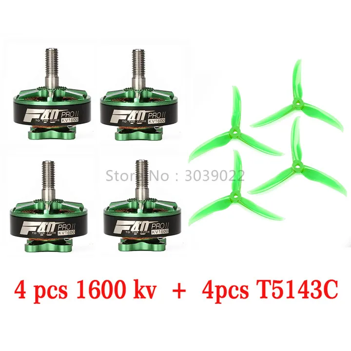 T-двигатель F40 PRO II 1600KV/2400KV/2600KV FPV Бесщеточный Электрический Двигатель Водонепроницаемый F40 двигатель FPV w/T5143 для FPV рама для фристайла - Цвет: Green 1600KV Package