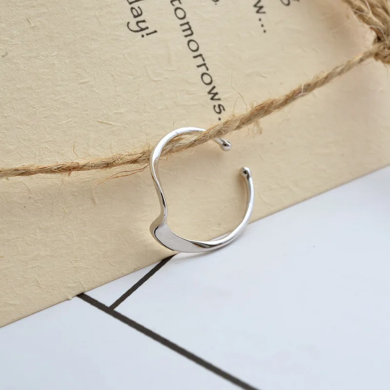 S925 серебристое кольцо Mobius открытие простая волна|ring open|925 sterling silverring wave |