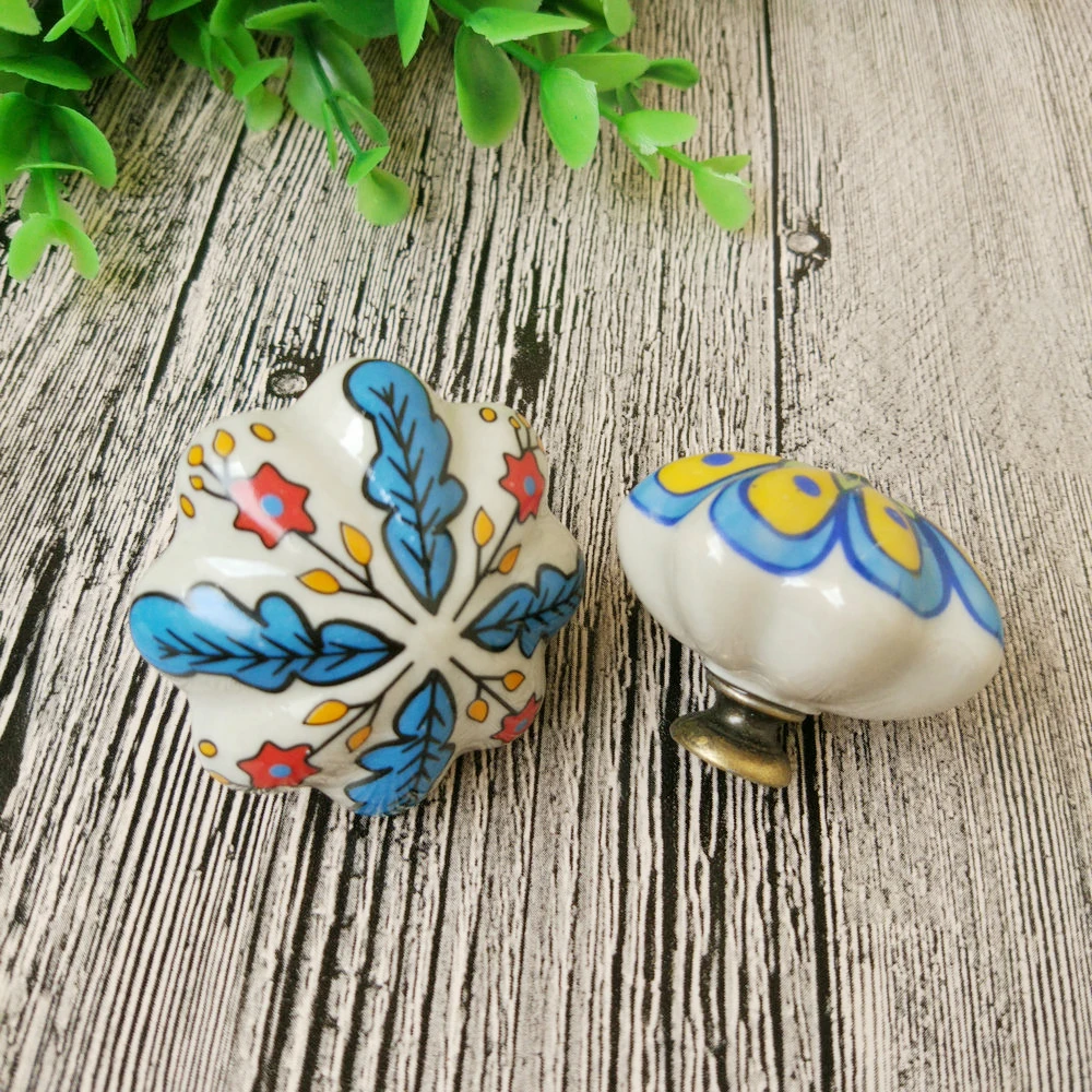 8 шт. ручная роспись цветок в винтажном стиле керамические ручки для ящиков виде