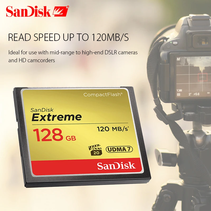 Sandisk Extreme Compactflash карта памяти 128 Гб 64 ГБ 32 CF высокая скорость 120 МБ/с./с поддержка 1080P