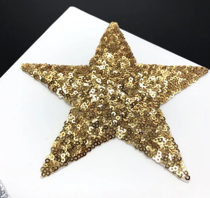 5pcs Sequins Embroidered Gold/Silver Star Patch For T-shirt 